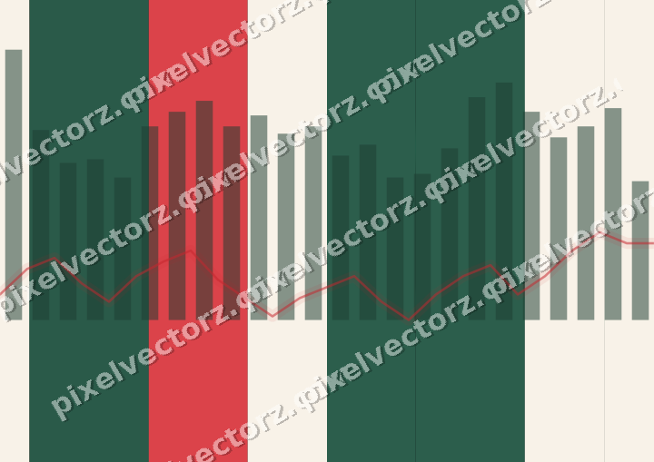 Glowing neon chart background in green and red