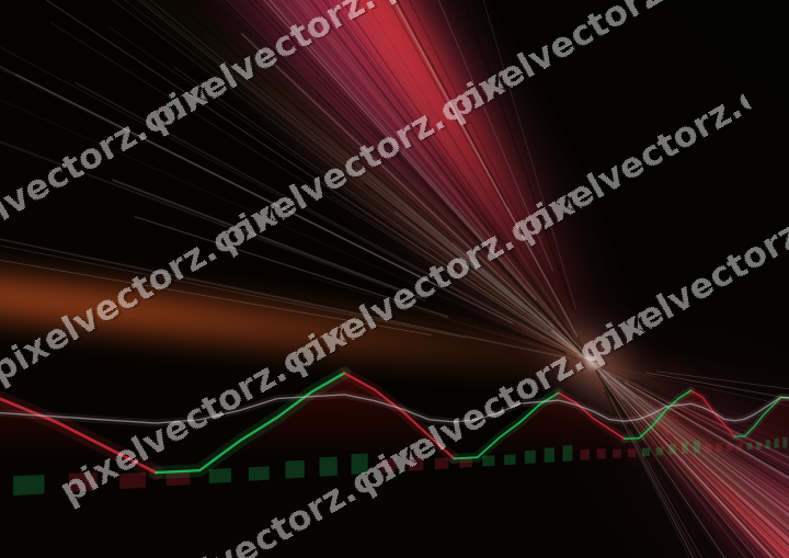 Glowing neon chart background in red and orange