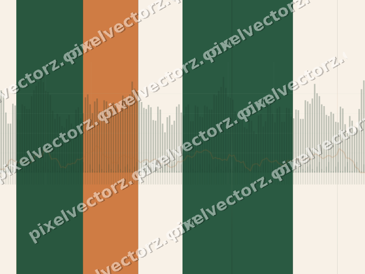 Glowing neon chart background in green and orange