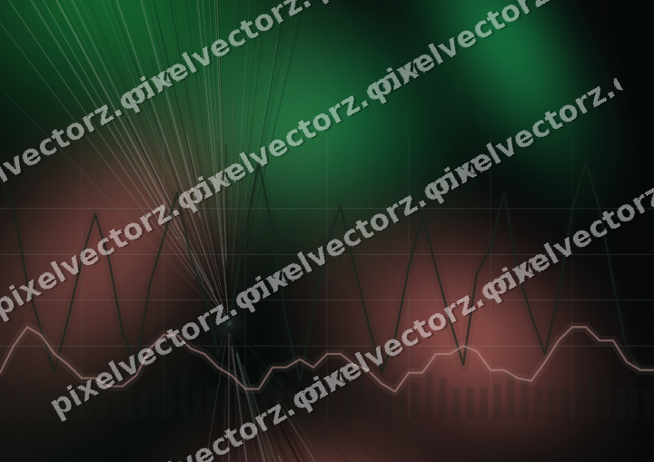 Glowing neon chart background in green and red