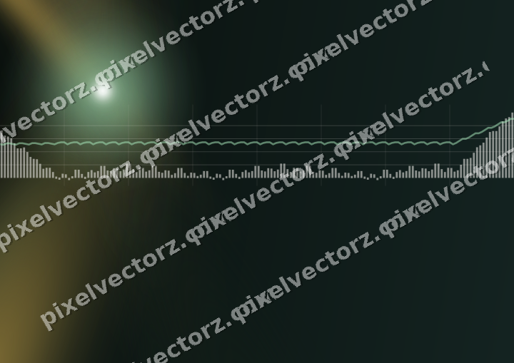 Glowing neon chart background in dark green and amber