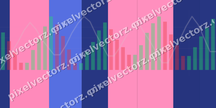 Glowing neon chart background in pink and blue