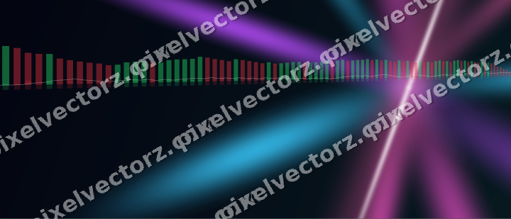 Glowing neon chart background in magenta and purple