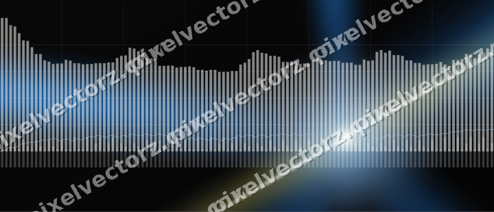 Glowing neon chart background in blue and yellow