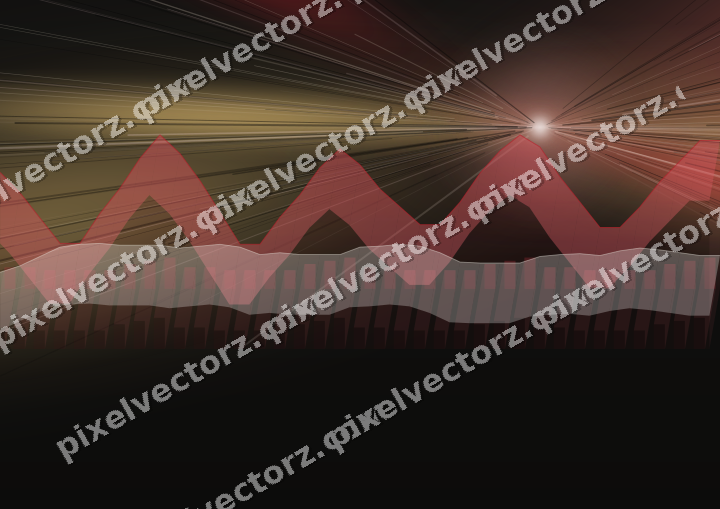 Glowing neon chart background in red and amber