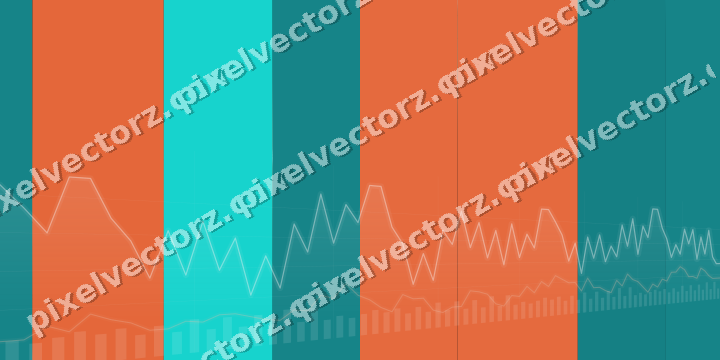 Glowing neon chart background in orange and teal