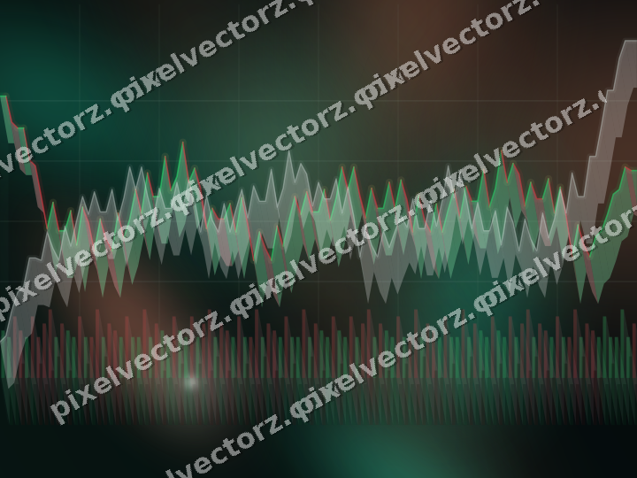 Glowing neon chart background in green and orange