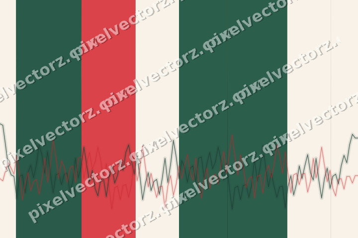 Glowing neon chart background in green and red