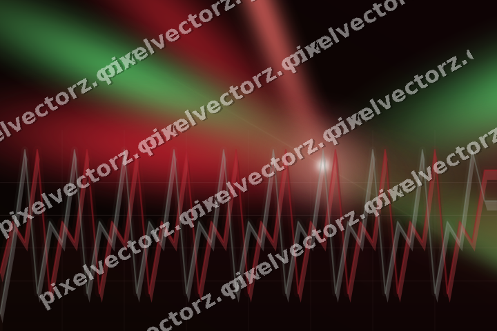 Glowing neon chart background in red and green