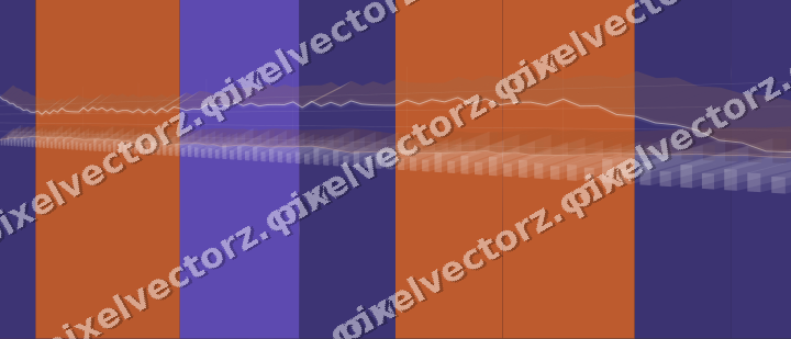 Glowing neon chart background in orange and blue