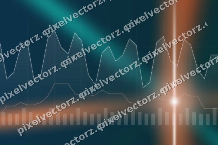 Glowing neon chart background in orange and teal