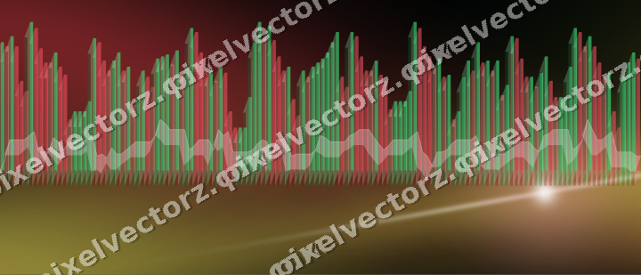 Glowing neon chart background in red and orange