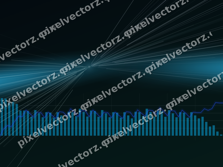 Glowing neon chart background in cyan and teal