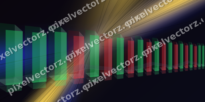 Glowing neon chart background in blue and amber