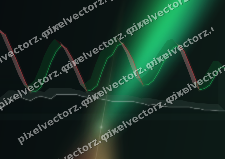 Glowing neon chart background in green and red