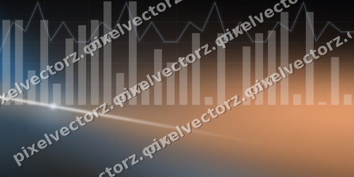 Glowing neon chart background in blue and orange