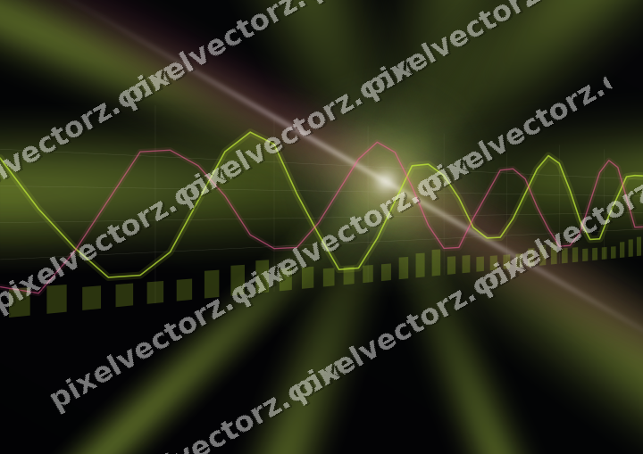 Glowing neon chart background in lime and amber