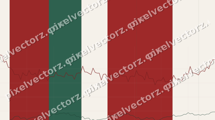 Glowing neon chart background in red and green