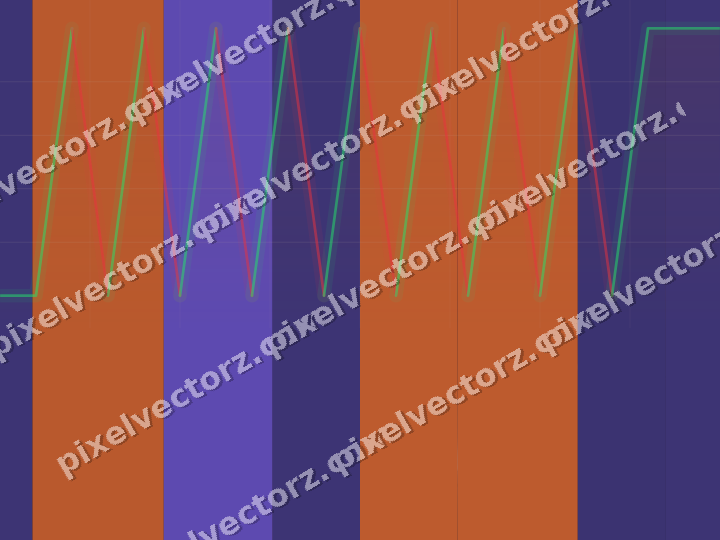 Glowing neon chart background in orange and blue