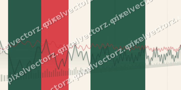 Glowing neon chart background in green and red