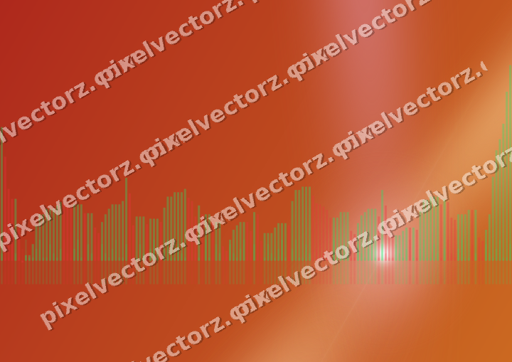 Glowing neon chart background in red and orange