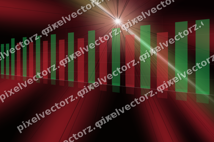 Glowing neon chart background in red and green
