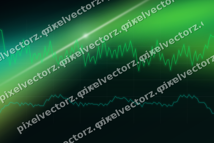 Glowing neon chart background in green and lime