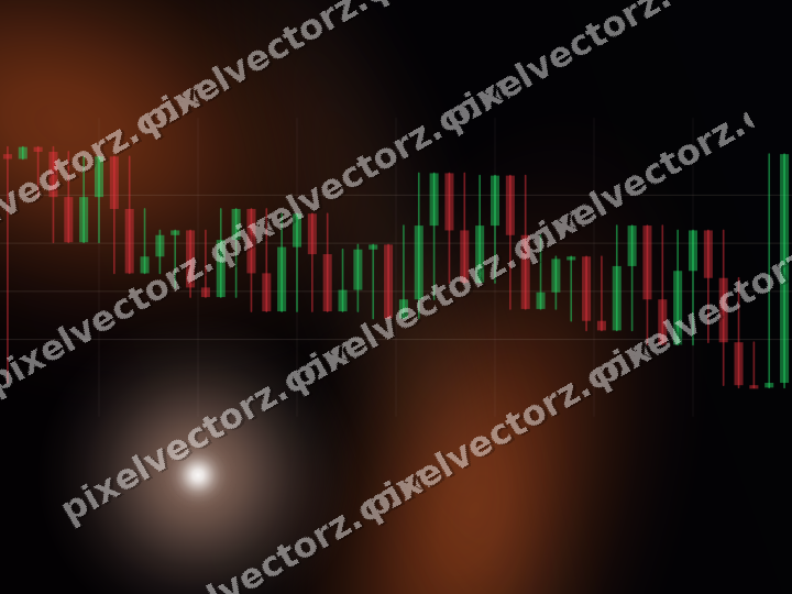 Glowing neon chart background in orange and blue