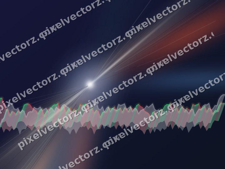 Glowing neon chart background in dark blue and red