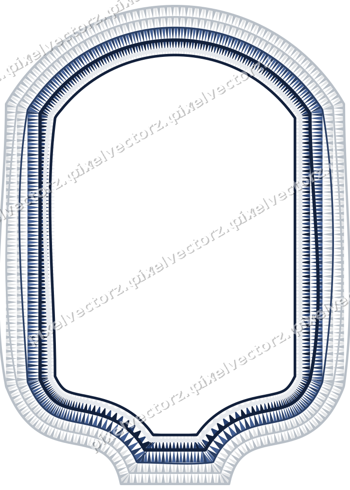 Decorative line art frame in dark blue and white with label plaque