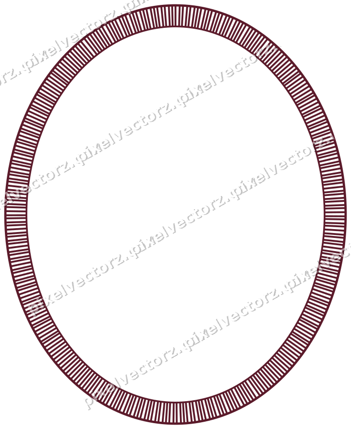 Decorative line art frame in dark pink and amber with oval
