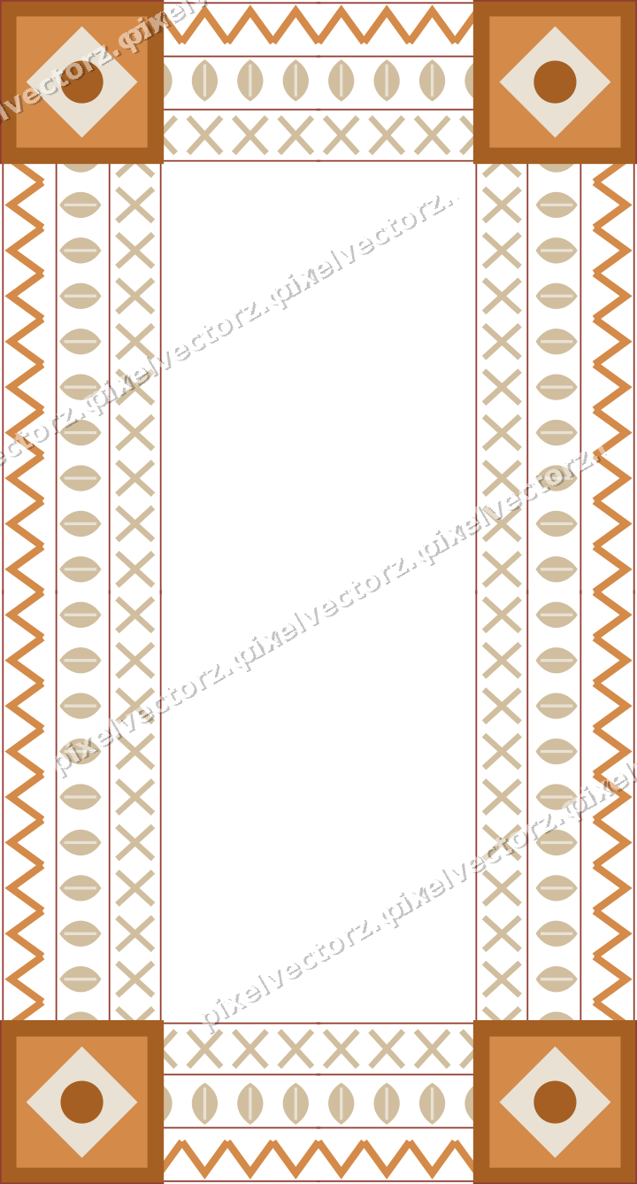 Decorative picture frame border in orange and amber with zigzag