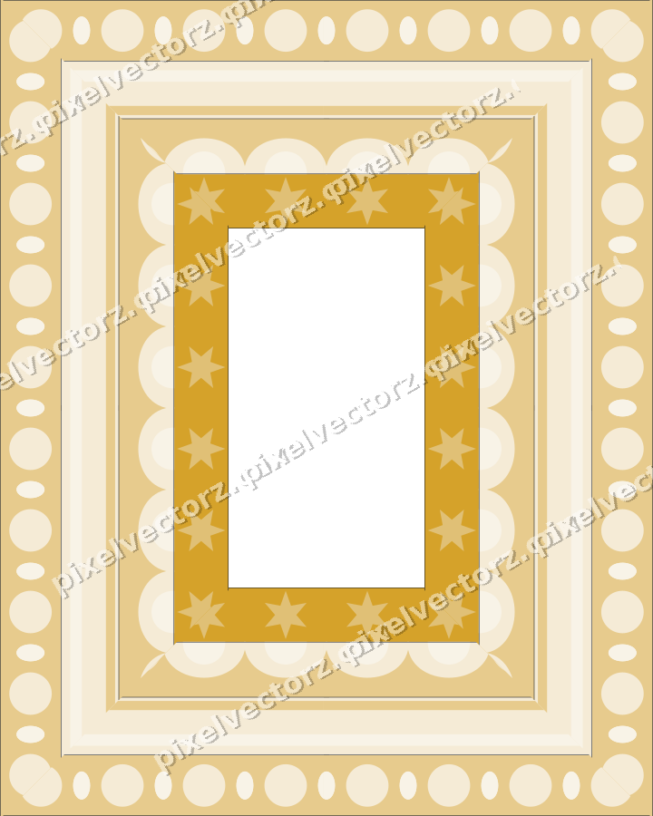 Decorative picture frame border in dark blue and amber with scale band
