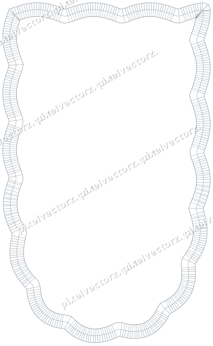 Decorative line art frame in blue and orange with shield