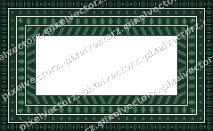Decorative picture frame border in dark green and red with dot row