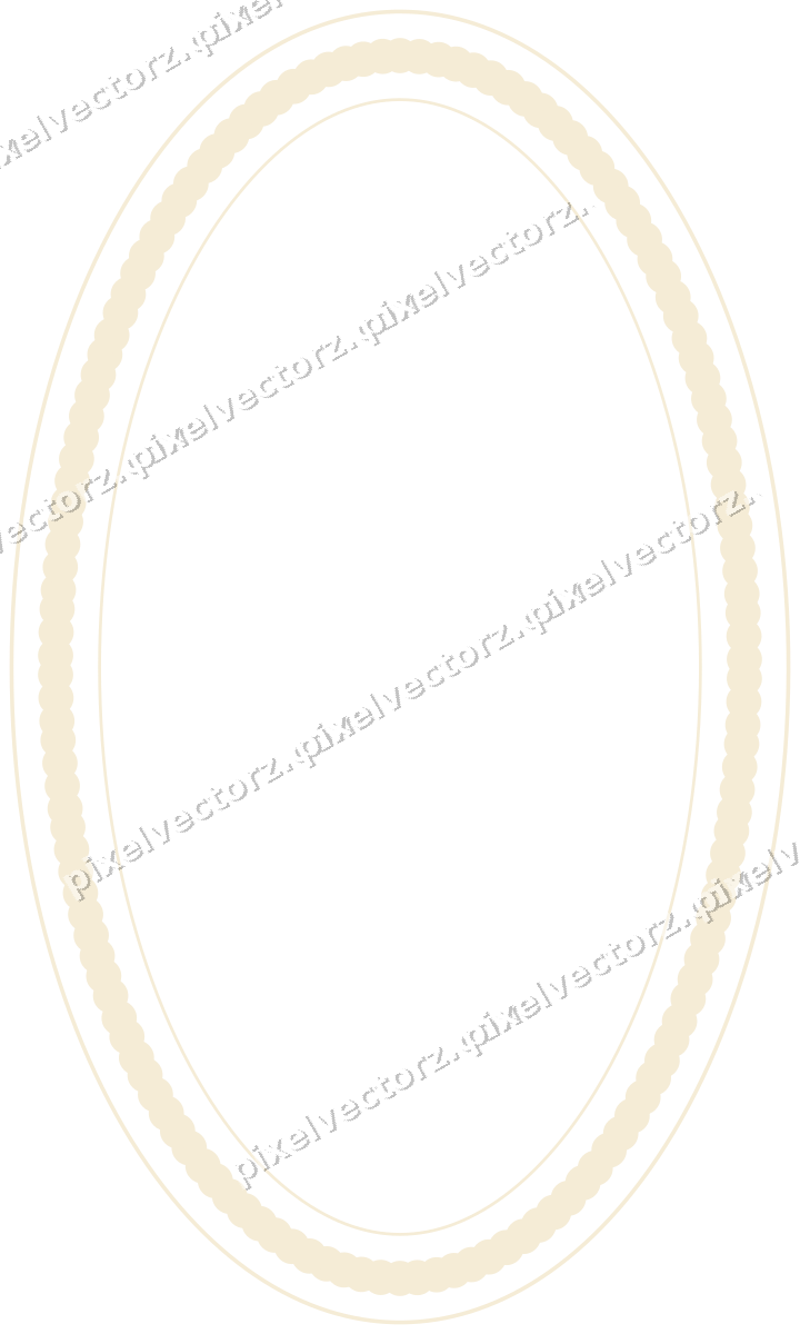Decorative line art frame in dark green and amber with oval