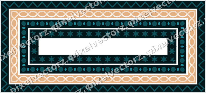 Decorative picture frame border in dark teal and orange with zigzag
