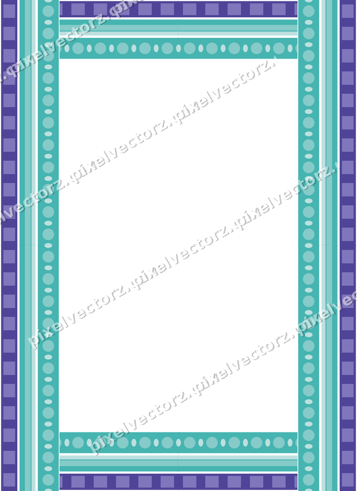 Decorative picture frame border in blue and cyan with dentil