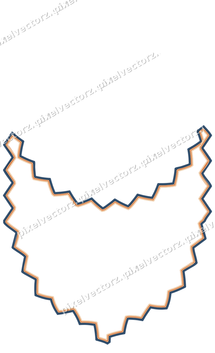 Decorative line art frame in dark blue and orange with label plaque