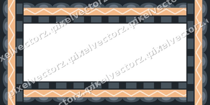 Decorative picture frame border in blue and orange with scale band