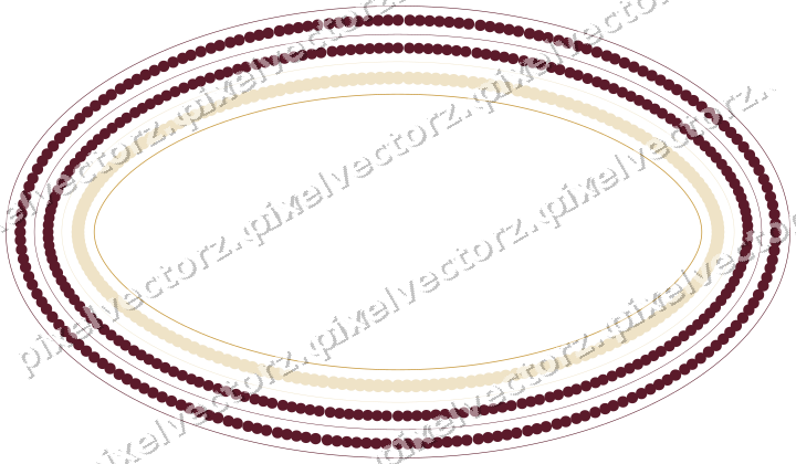 Decorative line art frame in dark pink and amber with oval