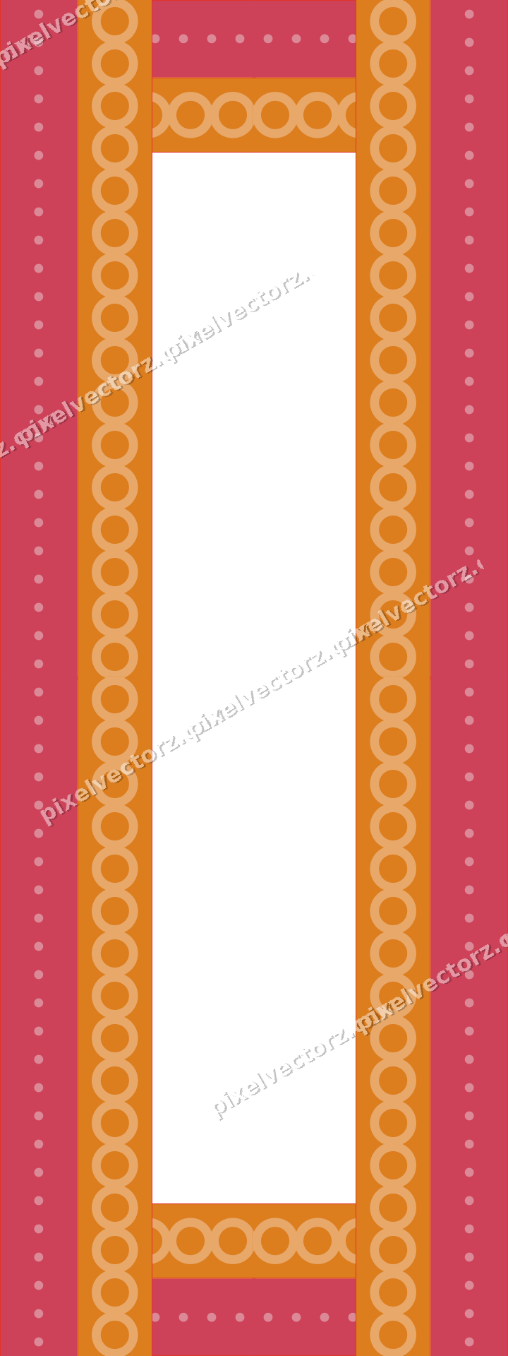 Decorative picture frame border in red and orange with dot row