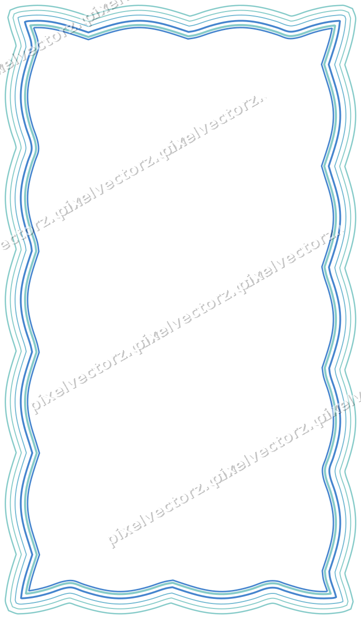 Decorative line art frame in blue and cyan with label plaque