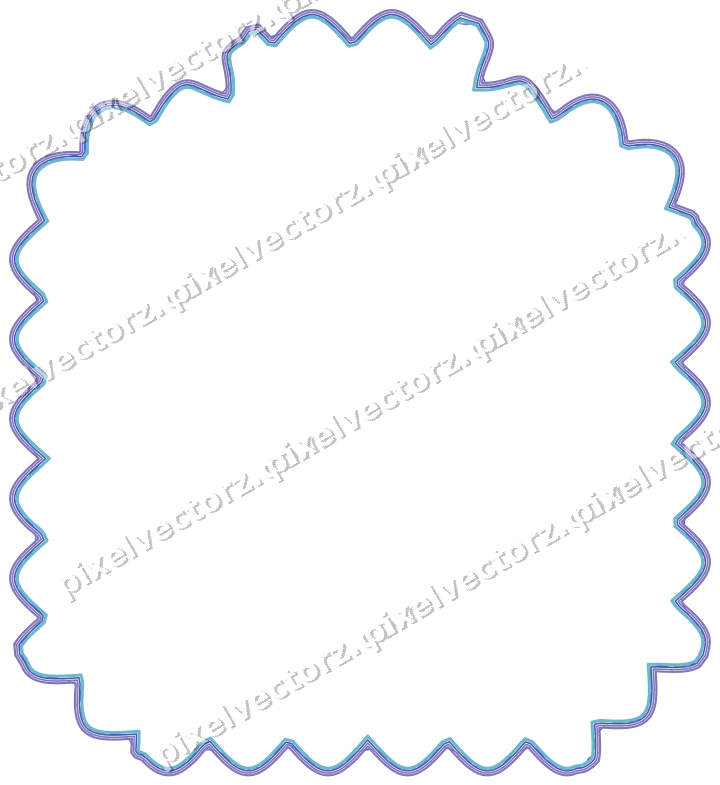 Decorative line art frame in blue and cyan with label plaque