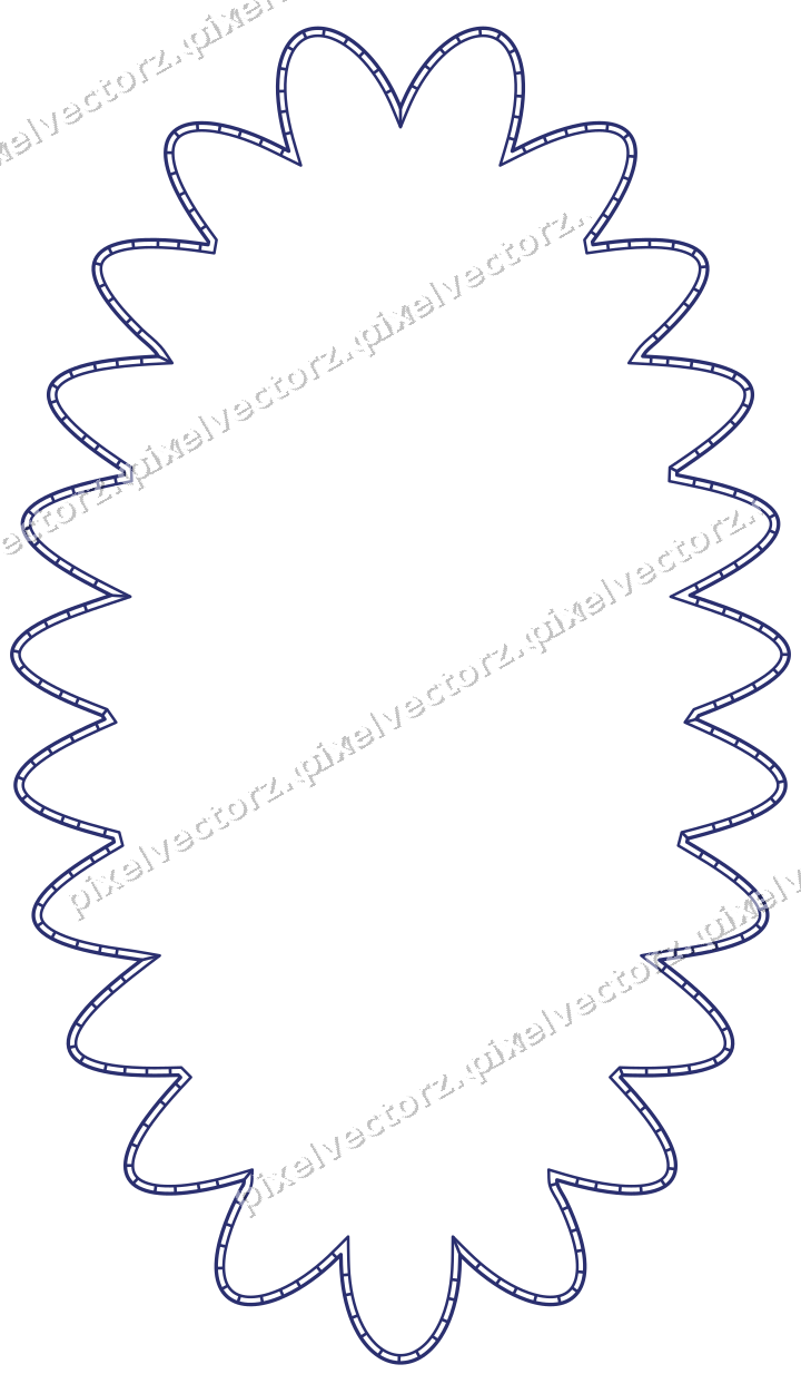 Decorative line art frame in dark blue and amber with oval