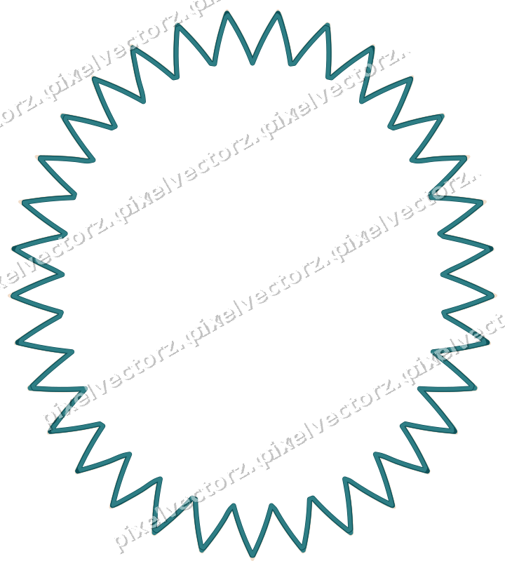 Decorative line art frame in dark teal and orange with oval