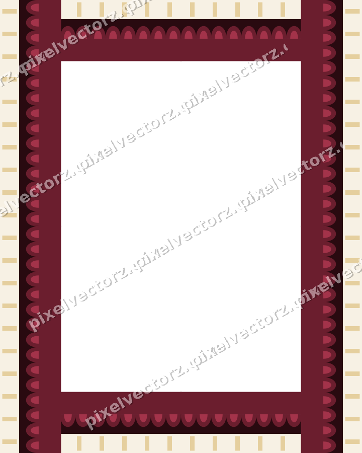 Decorative picture frame border in dark pink and red with scale band