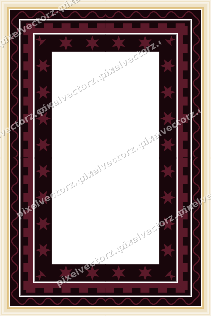 Decorative picture frame border in dark pink and amber with wave band