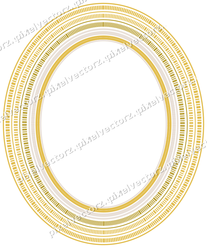 Decorative line art frame in amber and pale orange with oval