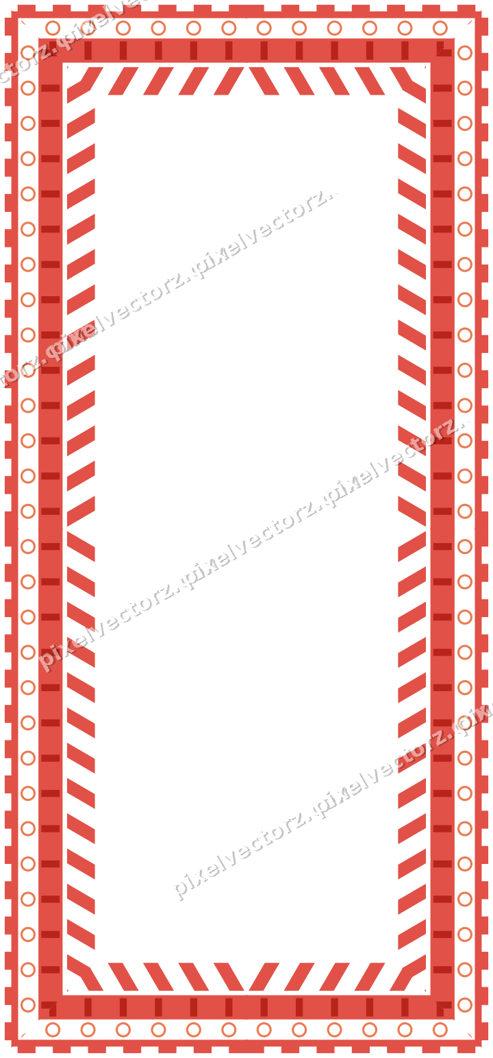 Decorative picture frame border in red and orange with ring chain